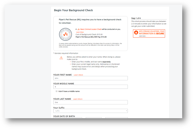 Care Portal - ST Volunteers - Initiating a background check using a ...