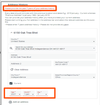Care Portal - What to do if I am facing errors while completing the Address History Page of my ...